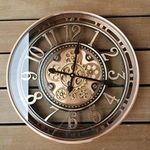 INFINITY TIME Real Moving Gears Modern, 21 Inch Industrial Steampunk Large Big Metal Gold Wall Clock for Living Room Decor, Office, ,Antique Bronze Copper,Arabic Numerals