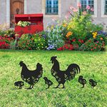 MXHHR 6Pcs Chicken Yard Art Garden Metal Statue Decor, Lifelike Rooster Hen Animals Stakes Outdoor Decorations, Black Hollow Out Chickens Family Silhouette Sets for Farmhouse Pathway Lawn