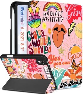 Wazzasoft for iPad Mini 7 Case - for iPad Mini 6th/7th Generation Cases Women Girls Cute Folio Cover Girly Active Quotes Design Pencil Holder for Apple Mini 6 2021/Mini 7 A17 Pro 2024 Case 8.3 Inch