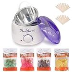 Wax Warmer, Wax Heater Hair Removal Kit with Adjustable Temperature for Men Women, 4 Different Flavor Hard Wax Beans & 20 Wax Applicator Sticks, Hot Wax Machine All Body Applications