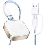 NEWDERY Charger Cable for Apple Watch 10, Nylon Braided USB C & USB A Magnetic Fast Charging Dock, Portable Detachable Wireless Travel Charger Cord for iWatch 10/9/8/7/6/5/4/3/2, Ultra/Ultra 2, SE/SE2