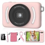 Digital Camera with 64GB Card Autofocus 2.7K 64MP Kids Camera with 16X Zoom Anti Shake, 2.8-inch HD screen, Compact Portable Small Point and Shoot Digital Cameras Gift for Kid Student Teen Girl Boy