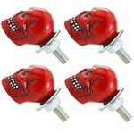 Temzzer License Plate Screws Skull Car Tag Fasteners Anti Theft Frame Bolts for Most Vehicles Motorcycle, 4 PCS(Red)