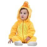 COOKY.D Infant Hooded Baby Rompers Animal Jumpsuit Soft Flannel Winter Cosplay Costume for Baby Girls Boys, 12-18 Months, Duck