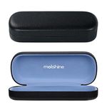 molshine Hard Shell PU Leather Glasses Case,Portable Bright Eyeglass Case for Men Women Girl Travel Study Work (Black)