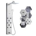 MENATT 304 Stainless Steel Shower Panels System with 6 Body Jets, Shower Tower with Adjustable 9 inch Rainfall Shower Head, Handheld Shower Wand, Brushed Nickel