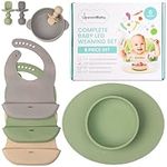 Upward Baby Led Weaning Supplies - Suction Plates for Baby - Spoons Self Feeding 6 Months, Suction Bowls & Silicone Plates - Toddler Plates and Bowls Set Eating - First Stage BLW Utensils 6-12 Months