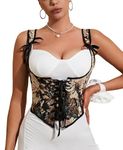 Alivila.Y Fashion Corset Womens Faux Leather Steampunk Corsets Victorian Bustier Top, Black Floral, Large