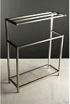 INDIAN DECOR XL6120 Classic 31 Inch Freestanding Metal Towel Drying and Storage Rack with Additional Storage Base for All Your Needs - Chrome