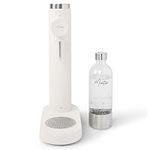 MonTen Soda Sparkling Water Maker - Matte White Carbonated Water Machine - Includes Reusable 900ML Water Bottle - Made with Premium Stainless Steel - Compatible with Screw-In Sodastream CO2 Cylinders