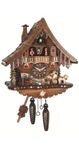 Quartz Cuckoo Clock Black Forest House with Moving Beer Drinker and Mill Wheel, with Music EN 471 QMT