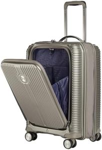 Verage Rome Luggage Set Suitcase,Hardside Lightweight Durable Suitcase with Spinner Wheels, Champagne, Carry-On 20-Inch (Front Pocket), Hardside Expandable Carry on Luggage with Spinner Wheel