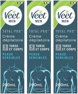 Veet Men - Crème Dépilatoire Homme - Peaux Sensibles - 200 ml - Lot de 3
