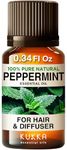 Kukka Pure Peppermint Oil for Hair Growth - 100% Therapeutic Mint Essential Oils - Premium Grade Natural Peppermint Essential Oil for Diffuser, Skin & Hair (10ml)