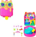 Polly Pocket Dolls and Playset, Kitty Popsicle Resort Compact, Travel Toy with 1 Micro Doll, Pet Puppy & Themed Accessories
