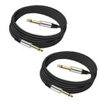 Yueyinpu Pack of 2 Guitar Cables 1/4 Inch Instrument Cable with 6.33mm Straight TS Jack Nylon Braided Studio Cord(6.6 Feet-2 Pack)