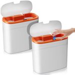 Jingmore 2 Pcs Sanitary Napkin Receptacle Touchless Wall Mounted Waste Tampon Holder Automatic Tampon Disposal Bin for Bathroom Motion Sensor Trash Can with Lid Female Bin for Home Office Public