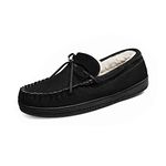 DREAM PAIRS Men's Fur-Loafer-01 Black Suede Moccasin Slippers Loafers Shoes Size 11 M US