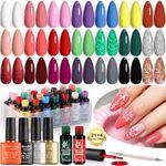 Lavender Violets Gel Nail Polish Set,UV LED Base,Glossy n Matte Top Coat,Blooming Gel Brush Pen Christmas Red Green Colors Sliver Glittery Gold White Pink Nail Art Women Beauty Gift 997