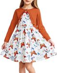 Arshiner Toddler Girls Dress with Pockets Fall Butterfly Print Sleeveless Sundress and Caramel Long Sleeve Shrugs Set 4-5T