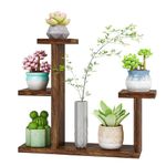 Bamworld Tabletop Plant Stand Indoor, 3 Tier 3 Potted Succulent Plant Shelf for Multiple Small Plants, Wood Desktop Flower Stand for Office Windowsill Living Room Bedroom