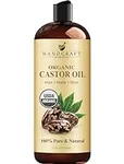 Handcraft Blends Organic Castor Oil in Plastic Bottle for Hair Growth, Eyelashes & Eyebrows - 100% Pure and Natural Carrier Oil, Hair & Body Oil - Moisturizing Aromatherapy Massage Oil - 12 Fl oz