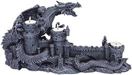 Design Toscano Dragon's Wrath Gothic Candle Holder Statue, 45.5 cm, Polyresin, Grey Stone