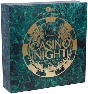 Talking Tables Casino Night Kit Poker, Blackjack, Roulette-Gambling Set for Adults, Gifts for Him | Contains Game Mat, Chips, Money, Balls, Playing Cards, Paper, Plastic, GAMECASINO