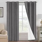 H.VERSAILTEX Primitive Linen Curtains 100% Blackout Curtain Drapes Burlap Fabric Curtains with White Thermal Insulated Liner, Grommet Top Curtains Living Room/Bedroom (2 Panels, 42 x 84 Inch, Grey)