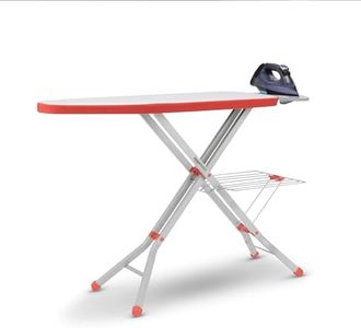 Amazon Basics X-Large Foldable & Adjustable Ironing Board for Home with Aluminised Ironing Surface (Silver & Red) (133X40X92 cm)