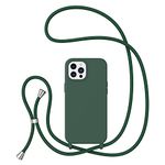 ZTOFERA Crossbody Lanyard Case for iPhone 13 Pro, Liquid Silicone Protective Phone Case with Strap Adjustable Neck Cord Necklace Soft Cover for iPhone 13 Pro, Dark Green