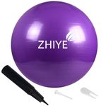 ZHIYE Purple Pilates Ball 45 CM Yoga Exercise Ball Core Fitness Bender, Yoga, Stability, Barre, Training Physical Therapy Swiss Ball Gym Home