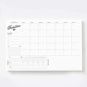 Bliss Collections Monthly Planner with 18 Undated 297 x 420 Tear-Off Sheets - Productive AF Motivational Calendar, Organiser, Scheduler and Tracker for Organising Goals, Tasks, Notes, to Do Lists