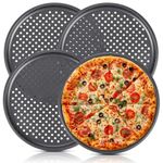RimCereal 4 Pcs 15.2'' Insulated Nonstick Carbon Steel Pizza Pan with Holes Round Carbon Steel Pizza Pan for Oven Baking Pie Pizza Trays for Home Restaurant Kitchen Baking Supplies