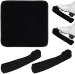 NQEUEPN 1 Pair Ice Skate Guards, Ice Blade Guard Protector with Towel Hockey Figure Skates Guards Ice Skate Accessories for Kids Adult Teens Women Men Boys Girls (Black)
