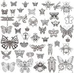 GraceAngie Wholesale 20 piece/pack Mixed Vintage Style Butterfly Animals Dragonfly Insects Charms Pendants for Necklace Bracelets Jewelry Making DIY Handmade (Antique Silver)