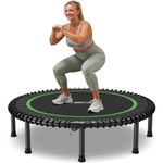 BCAN Foldable Mini Trampoline 102/122cm Fitness Trampoline for Adults with Heavy Duty Rubber Ropes, Stable and Quiet Training Equipment, Ideal for Indoor & Garden Training (122cm-green)