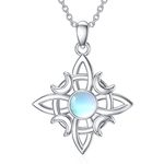 MBSUUH Witches Knot Moonstone Necklace 925 Sterling Silver Wicca Moon Irish Celtic Pendant Jewellery for Women