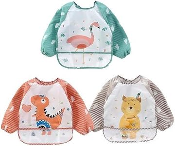 ElecMotive Lot de 3 Bavoir Etanche à Manchs Longue Tablier d'Alimentation de Jeu/de Peinture Bavoir Imperméable