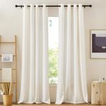 NICETOWN Linen Burlap Curtains for Bedroom - 90 inch Length Window Curtains Grommet Decorative Linen Blend Semi Sheer Privacy Drapes Light Filtering, 2 Panels, W52 x L90