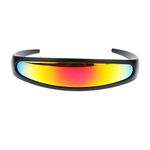 SA106 Mirrored Color Mirror Lens Monolens Cyclops Robotic Futuristic Sunglasses Black Orange