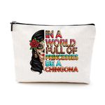 DJHUNG Inspired Mexican Girl Makeup Bag Funny Badass Women Gift Sugar Skull Travel Pouch for Women Friends Nurse Mom Aunt Birthday Christmas Halloween in a World Full of Princesses Be A Chingona, polychrome337, 9.7 x 7 x 2 inch