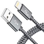 Wayona Nylon Braided Lightning 2 Meter Long Usb Data Sync And Charging Cable For Iphones, Ipad Air, Ipad Mini, Ipod Nano And Ipod Touch (6 Ft, Grey)