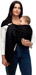 WildBird - Ring Sling Baby Carrier - 0-36 Months (up to 35 lbs) - Long (90") Raven & Bronze Ring - Front, Hip or Back Carry - Adjustable Fit - Natural Linen - Baby Essentials - New Mom Gifts