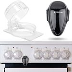 Stove Knob Covers with Oven Door Child Safety Lock, 7 pcs, for Knobs with max. Ø 1.9", 1.57" Height, 2.4" Knob Distance center-center, Childproof Oven Door and Stove Knob Lock Set, Oven Baby Guard