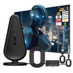 TV Aerial, Digital Indoor TV Aerial with 560+ Miles Range Reception, TV Antenna with Amplifier Signal Booster for Smart TV, 4K 1080P HD Local Channels Support All Television with 18ft Coaxial Cable