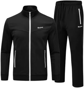 YSENTO Mens Black Tracksuits Jogging Suits 2 Piece Track Sets Outfits Warm Up Sweatsuits Zipper Pockets Size XL