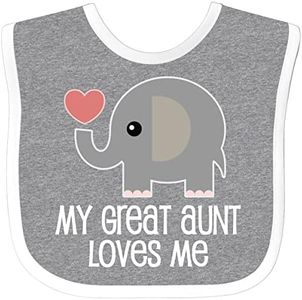 inktastic Great Aunt Loves Me Elephant Baby Bib Heather and White 2df00