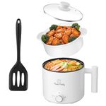 Food Party Hot Pot Electric Pot for Cooking with Steamer 1.8L College Dorm Room Essentials Hotpot Shabu Shabu Pot 110V Noodle Cooker Non Stick