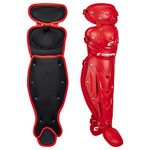 CHAMPRO Optimus MVP Double Knee Baseball Catcher’s Leg Guards, 16.5" Length, Scarlet, CG100SC